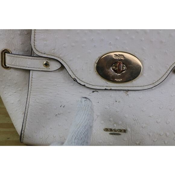 Coach Bag Women White Ostrich Print Blake Flap Carryall No Strap View Photos - Picture 10 of 16